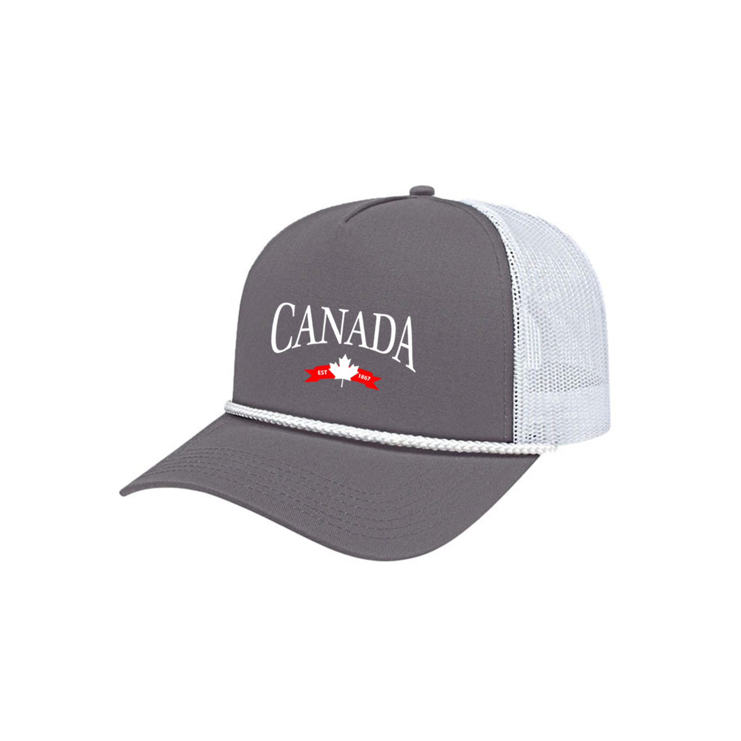 CANADA VARSITY EMBROIDERED ROPE TRUCKER CAP