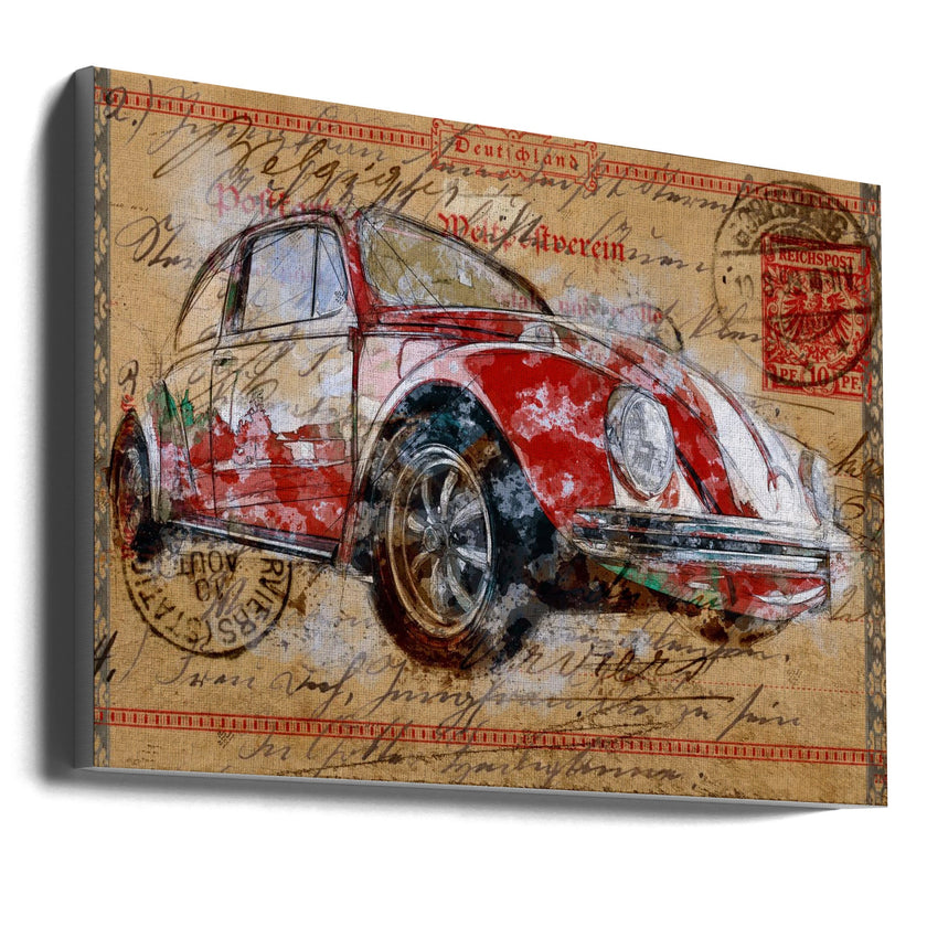 Wall art Volkswagen rouge