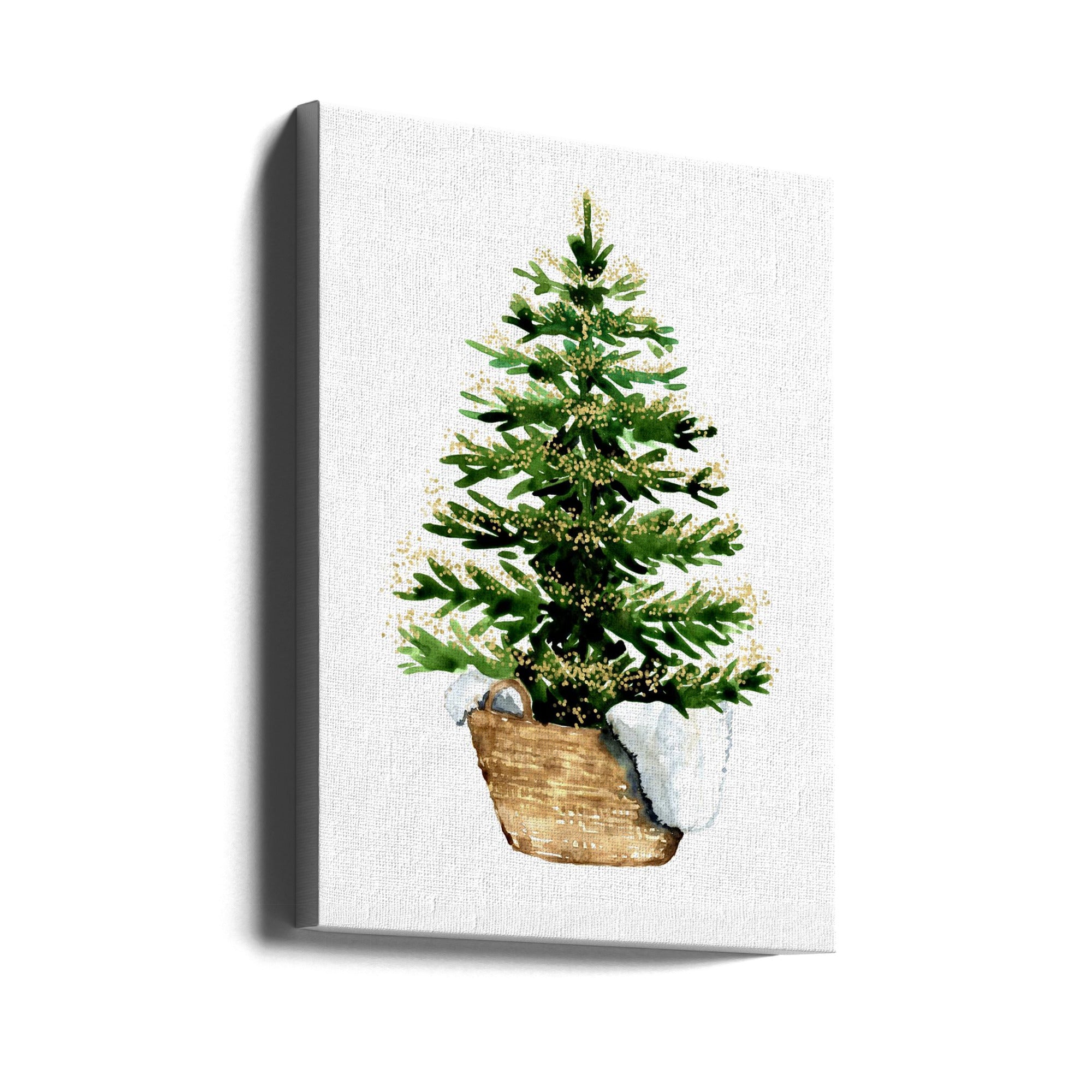 Impression sur toile : Arbre de Noël aquarelle confortable (2)