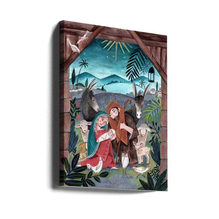 Impression sur toile d'art mural : Noël avec Marie et l'enfant Jésus