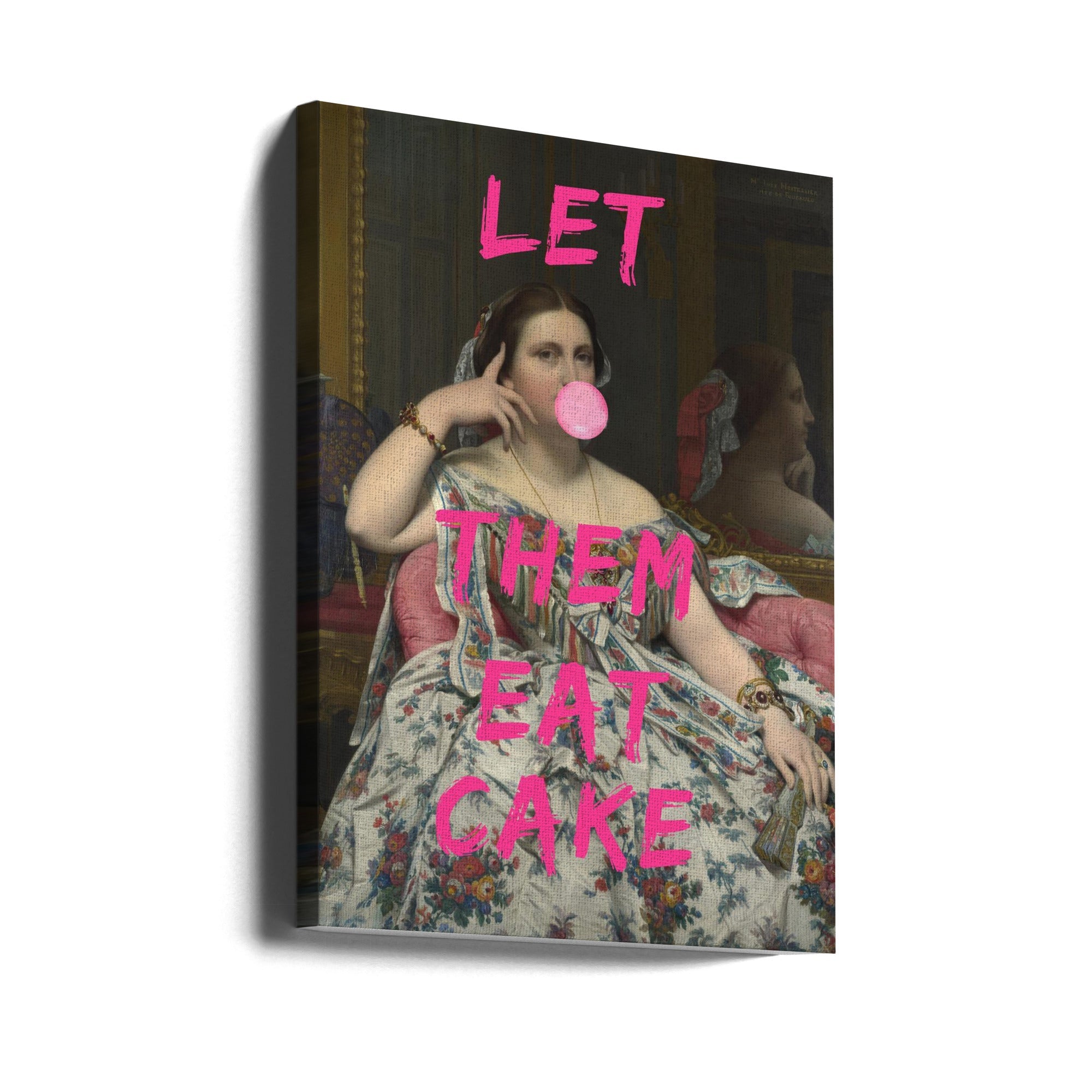 Wall art Let Them Eat Cake, Bubble Gum Vintage Portrait