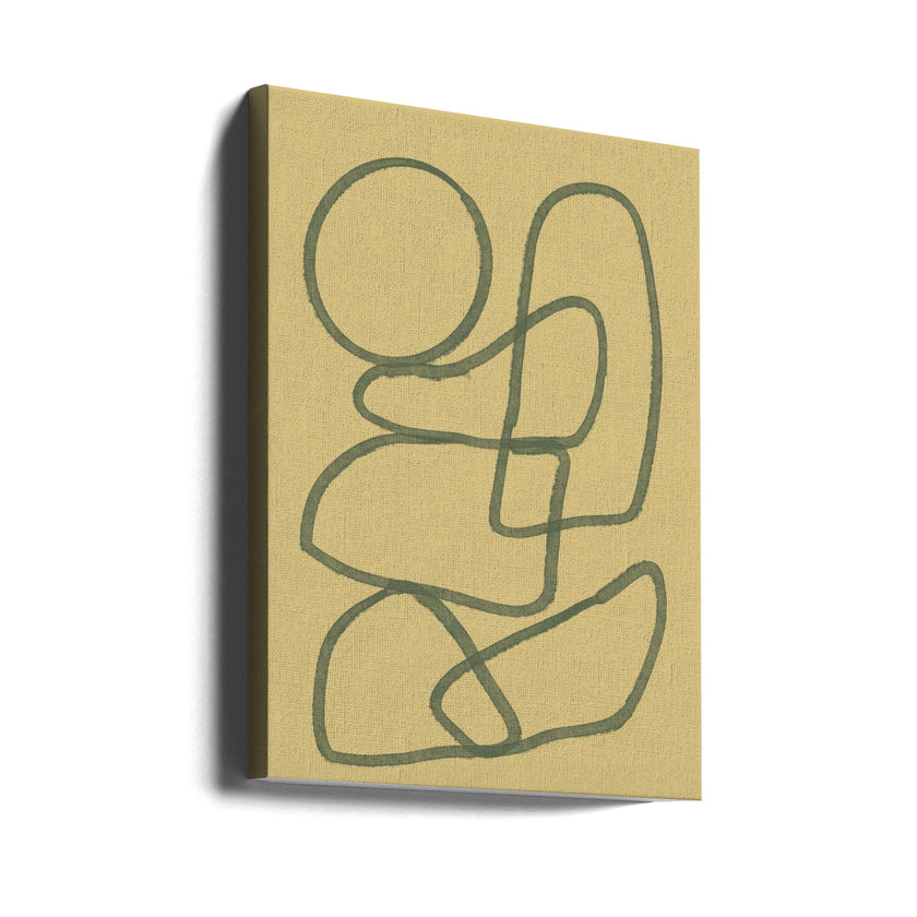 Dessin mural abstrait au trait.