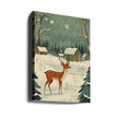 Impression sur toile verte représentant un cerf, motif hivernal et de Noël.