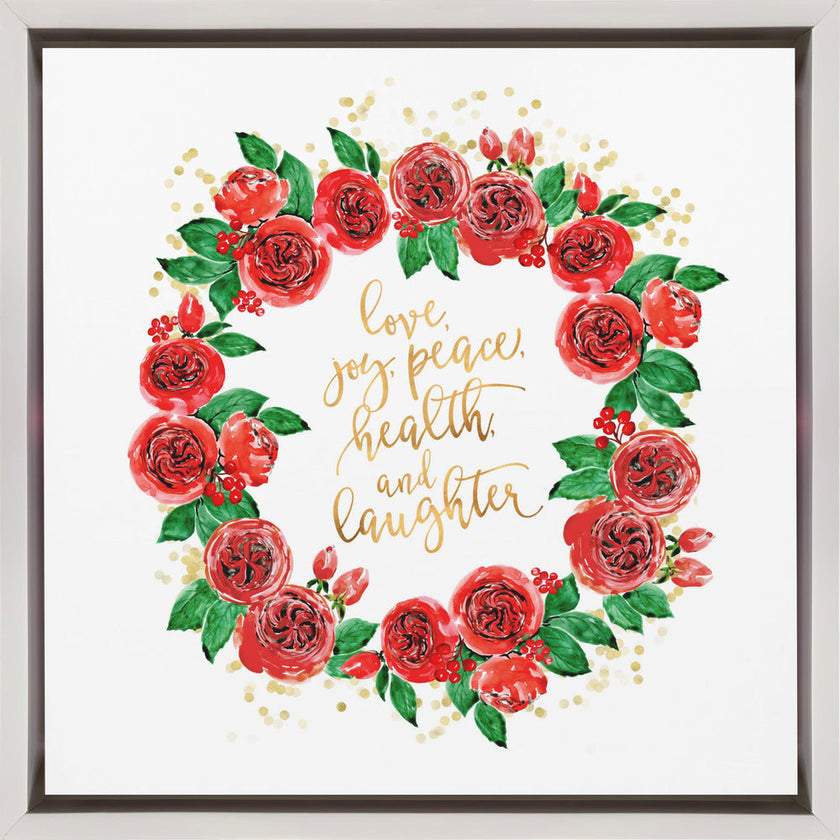 Décoration murale, couronne de roses anglaises rouges pour les vœux de vacances.