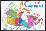 Carte illustrée du Canada avec des animaux, par Carla Daly, pour décoration murale.
