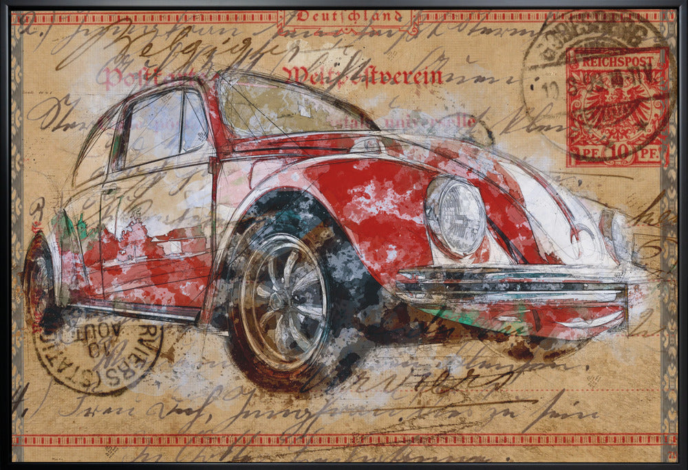 Wall art Volkswagen rouge