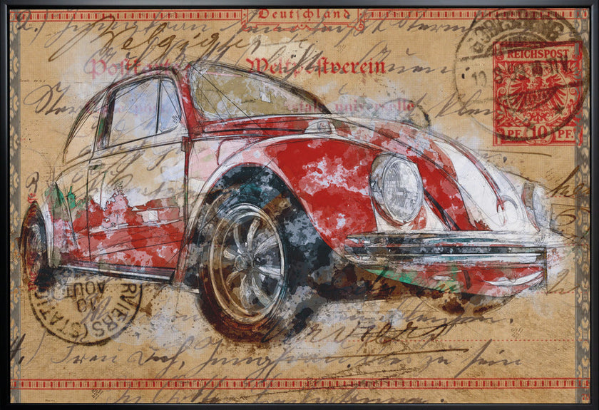 Wall art Volkswagen rouge