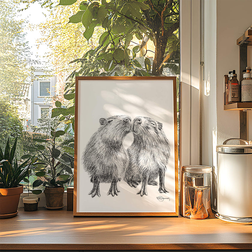 Kissing Capybaras - Animal Art Print