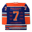 PAUL COFFEY CAREER JERSEY #199 OF 199 AUTOGRAPHED – LIMITED EDITION COLLECTIBLE – EDMONTON OILERS ICON (SIZE L OR XL)