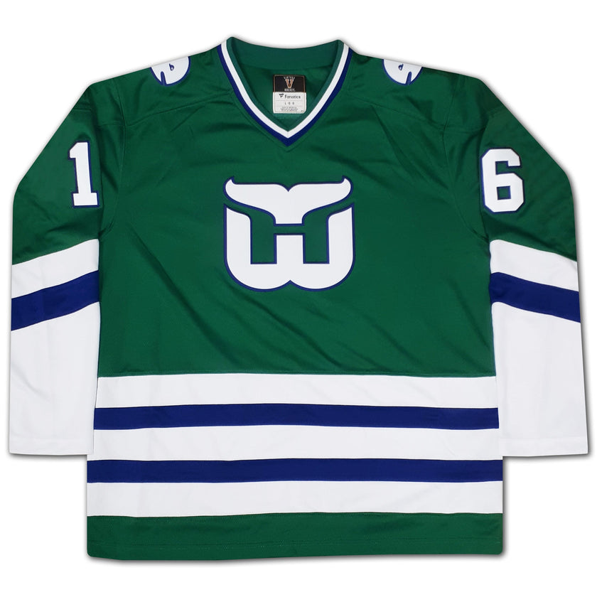 BOBBY HULL HARTFORD WHALERS CAREER JERSEY – AUTOGRAPHED COLLECTIBLE – LIMITED EDITION /16 – OFFICIAL NHL HOCKEY MEMORABILIA (SIZE L OR XL)