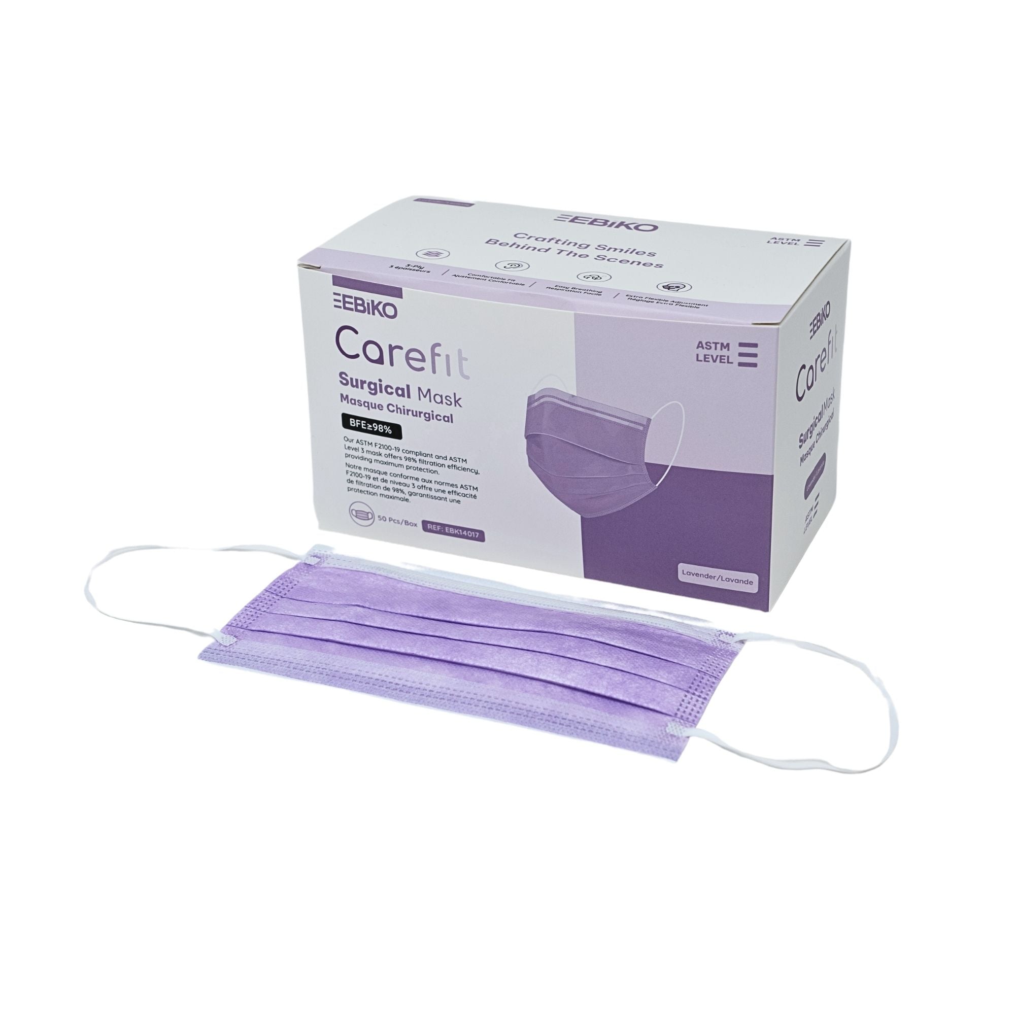 CareFit ASTM Surgical Ear Loop Masks - 50/Box
