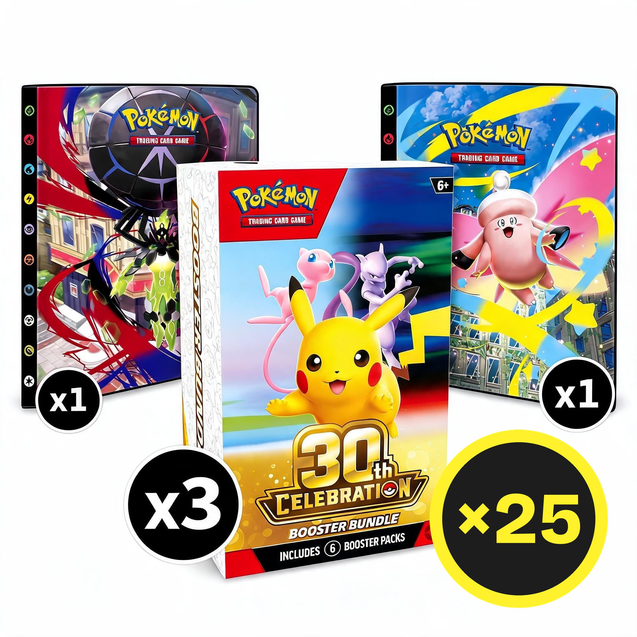 Pokémon TCG - Mega Evolution - 30th Celebration - Booster Bundle and Ultra Pro Binder Bundle