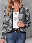 Casual Cardigan Long Sleeve Houndstooth Short Women's Coat