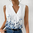 Casual Printed Tops Summer V-neck Sleeveless blouse  evening top women