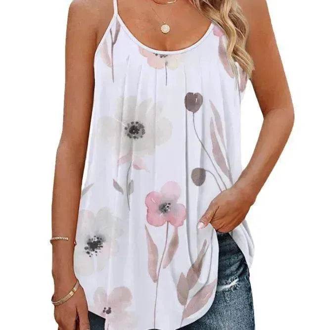 Casual Round Neck sleeveless loose summer Beach top women