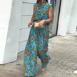 Casual Style Sleeveless High-waisted  2pcs floral Trousers set Women