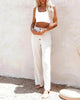 Women's High Waist Wide Leg Trousers – Elastic Waist Cotton Blend Casual Pants