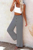 Women's High Waist Wide Leg Trousers – Elastic Waist Cotton Blend Casual Pants