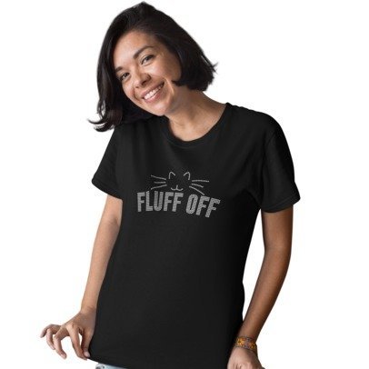 Fluff Off Rhinestone Cat Shirt – Funny Sparkle Cat Lover Bling Tee | Blingdazzel
