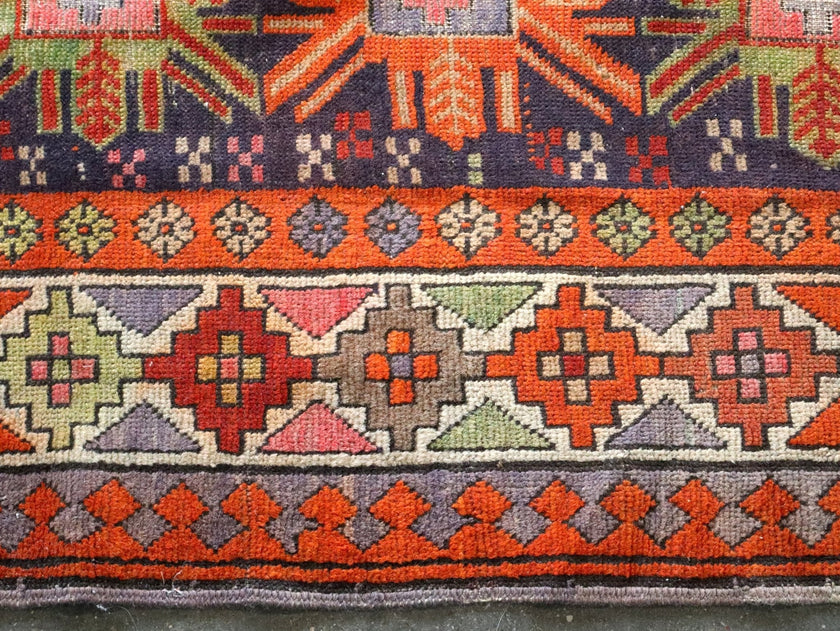 Caucasian Kazak Runner Rug | 3' 11
