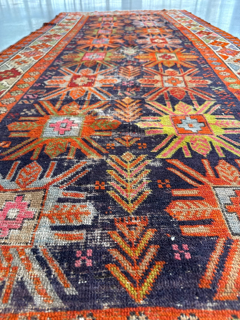 Caucasian Kazak Runner Rug | 3' 11