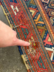 Caucasian Kazak Runner Rug | 4' 4