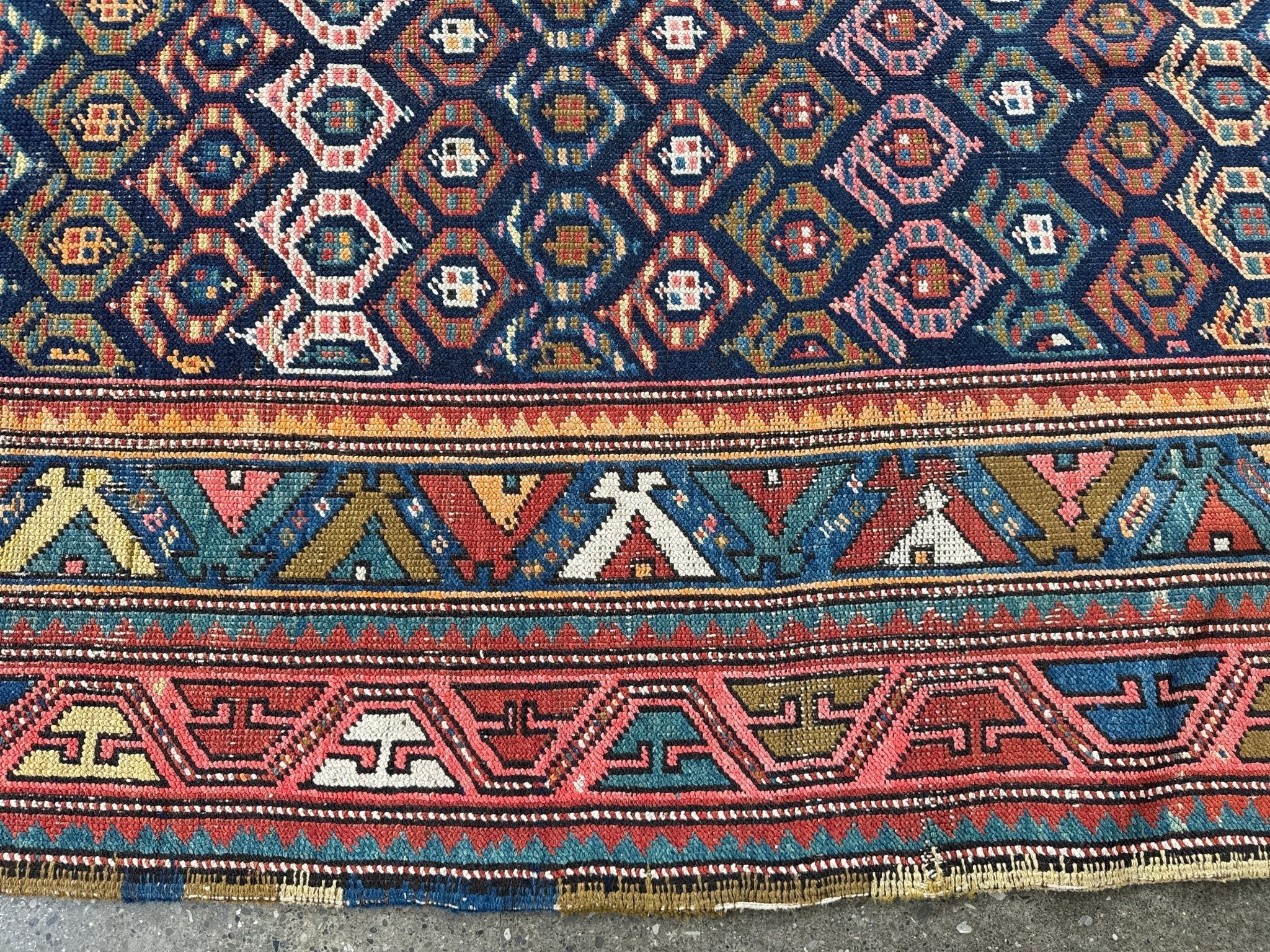 Caucasian Kazak Runner Rug | 4' 4
