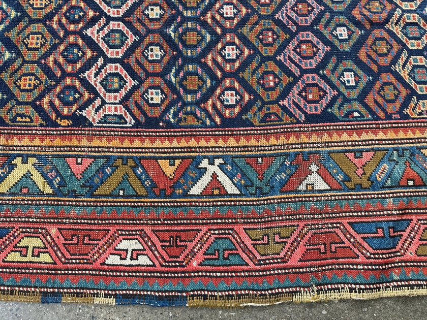Caucasian Kazak Runner Rug | 4' 4