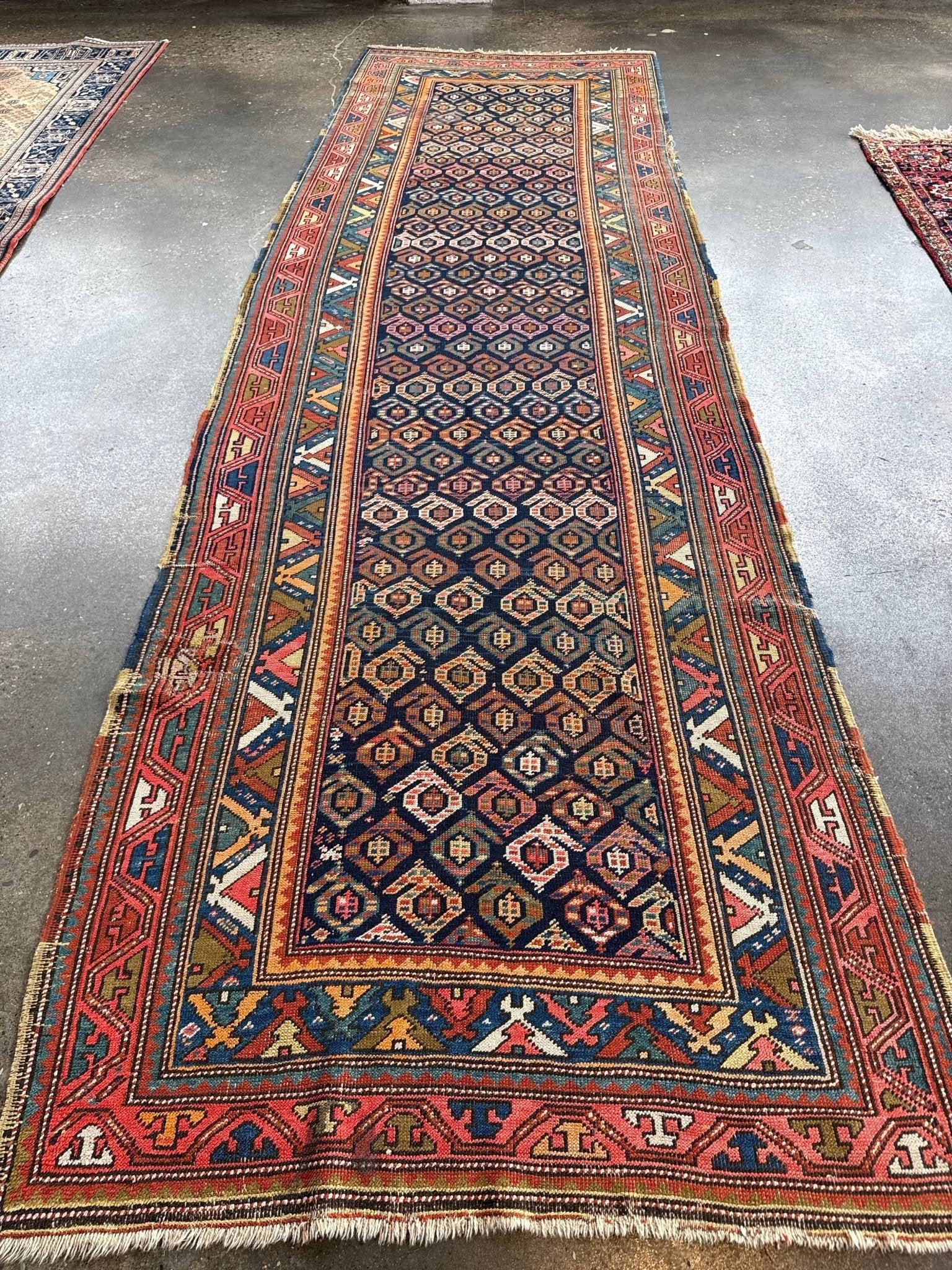Caucasian Kazak Runner Rug | 4' 4