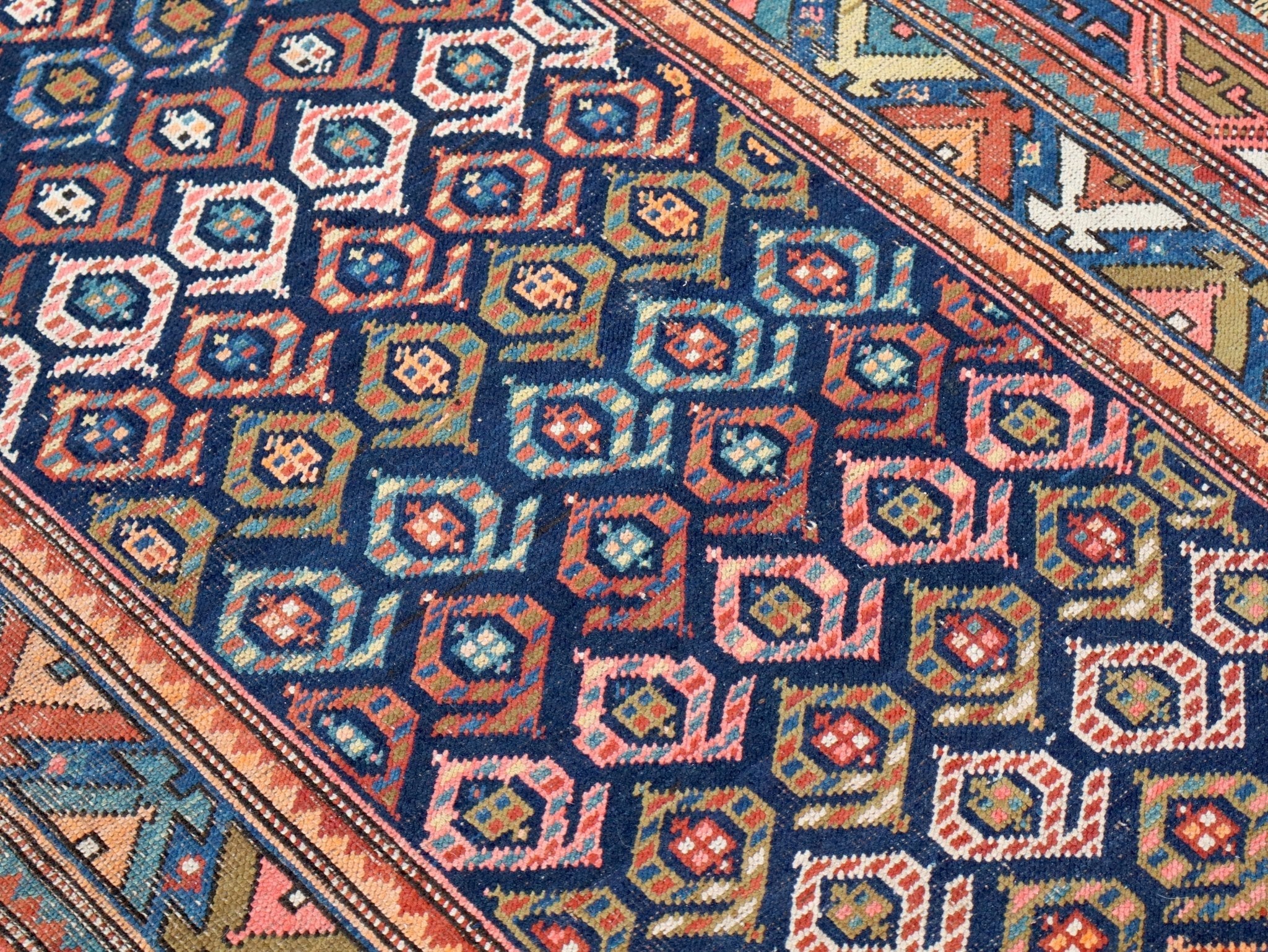 Caucasian Kazak Runner Rug | 4' 4