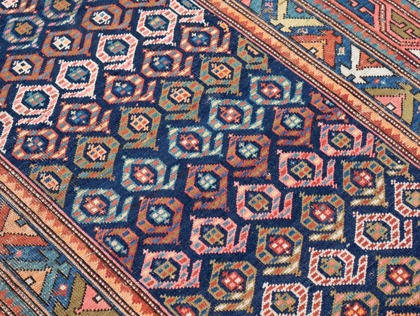 Caucasian Kazak Runner Rug | 4' 4