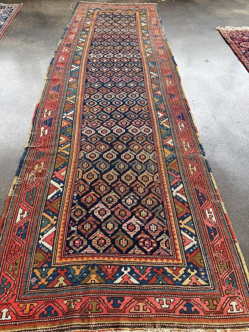 Caucasian Kazak Runner Rug | 4' 4