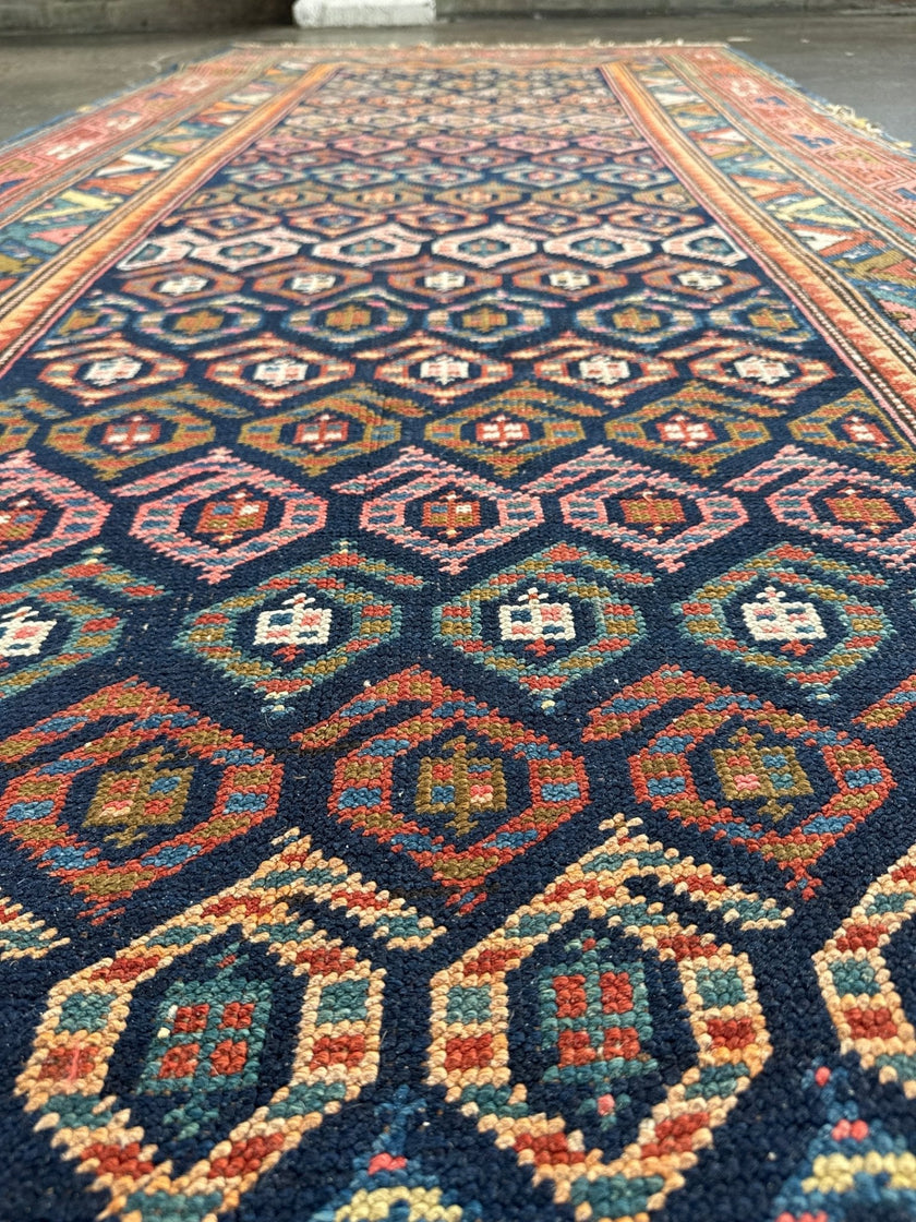 Caucasian Kazak Runner Rug | 4' 4