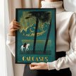 Caucasus | Striking Teal Soviet Travel Poster with Gold Highlight | Vintage Movie Print (available handframed or unframed)