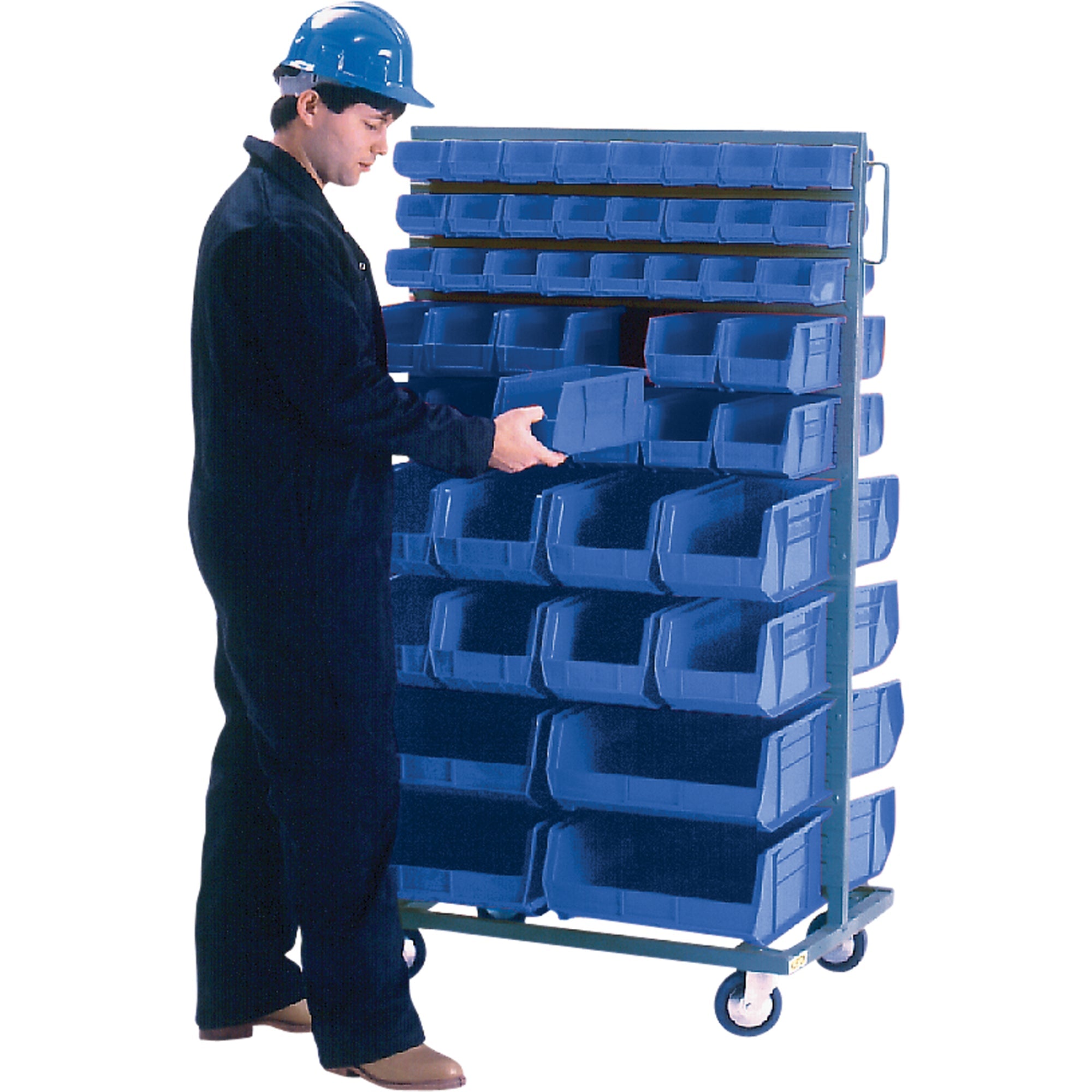 Double-Sided Mobile Bin Rack, Double-sided, 96 bins, 36