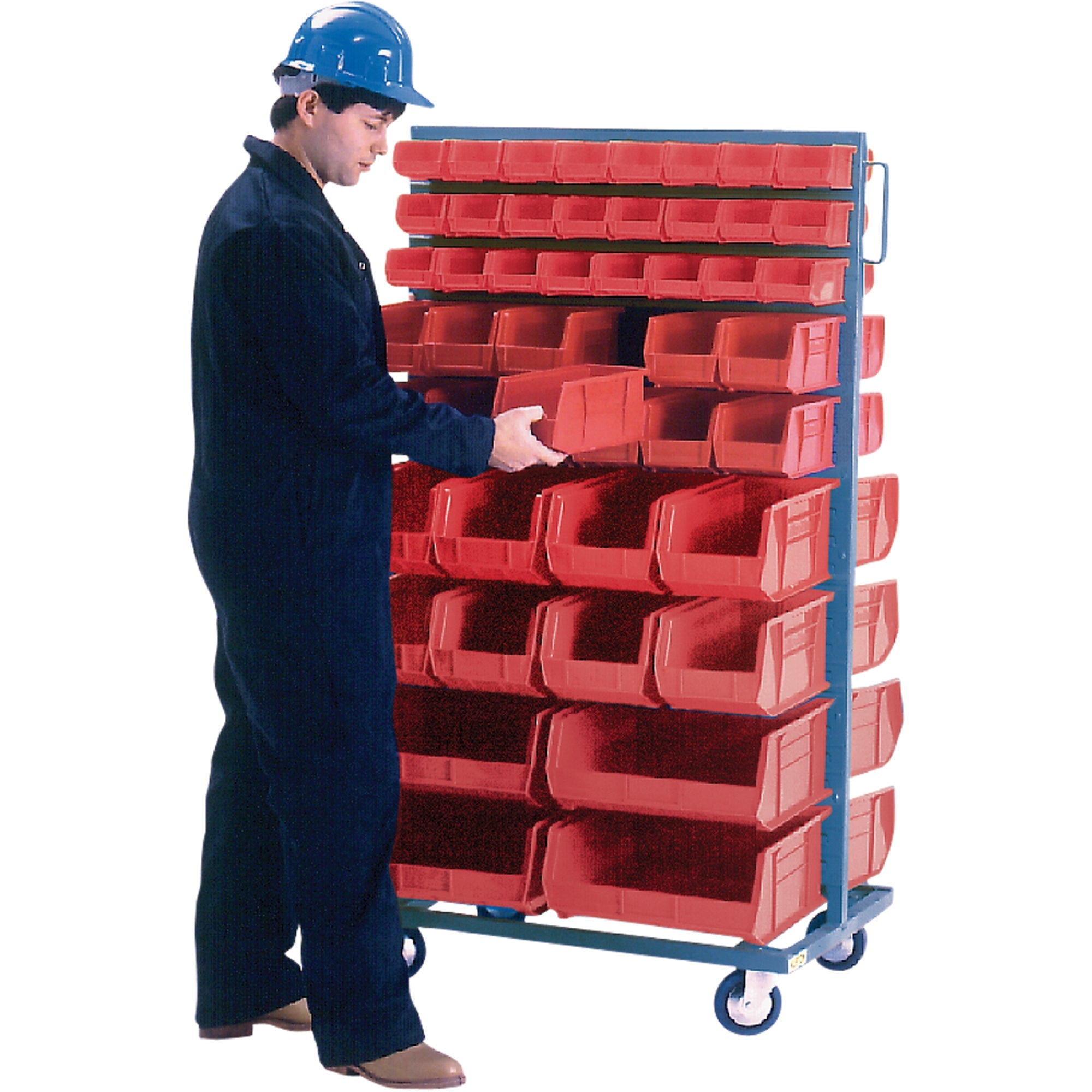 Double-Sided Mobile Bin Rack, Double-sided, 96 bins, 36