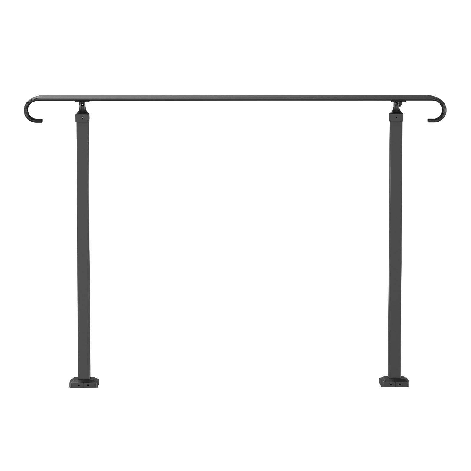 Handrails For Outdoor Steps, Fit 3-5 Steps Outdoor Stair Railing, Wrought Iron Handrail, Flexible Front Porch Hand Rail, Black Transitional Hand Railings For Concrete Steps Or Wooden Stairs