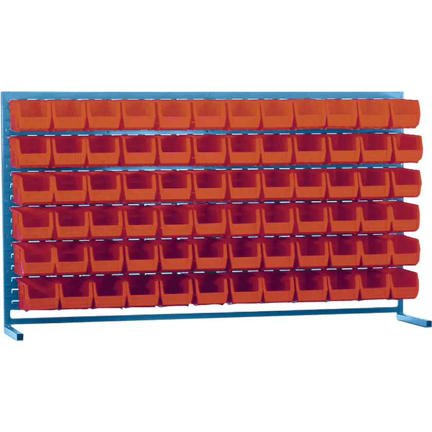 Louvered Rack with Bins, 72 Bins, 72