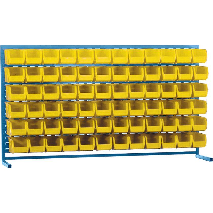 Louvered Rack with Bins, 72 Bins, 72