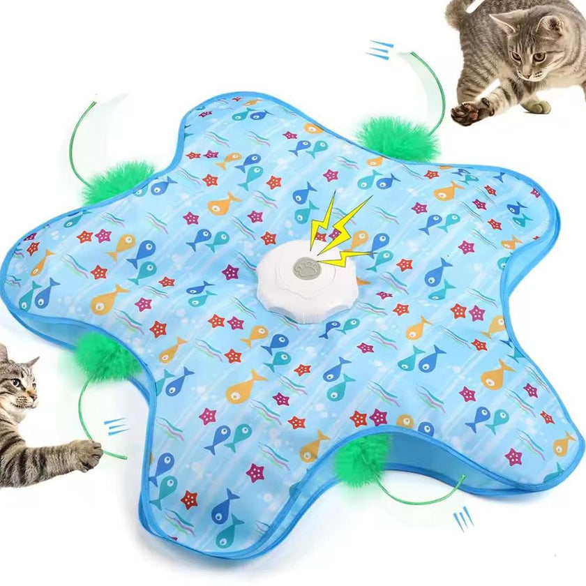 Interactive Hide & Seek Cat Toy – Electric Hunting Dome with Concealed Feather Wand for Indoor Cats