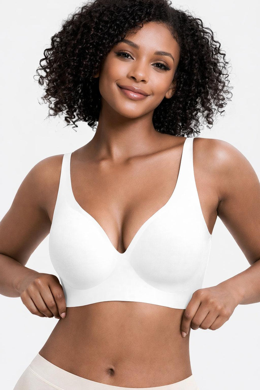 Women's Deep V Wireless Seamless Push-Up Bralette for Everyday and T-Shirt Wear