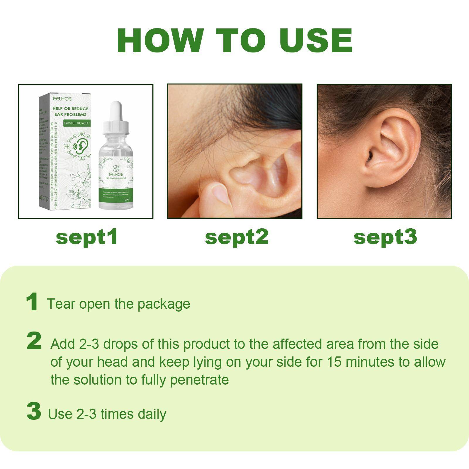 Erlebao Ear Soothing Health Care Ear Drops, Relieve Inner Ear Blockage And Tinnitus Discomfort