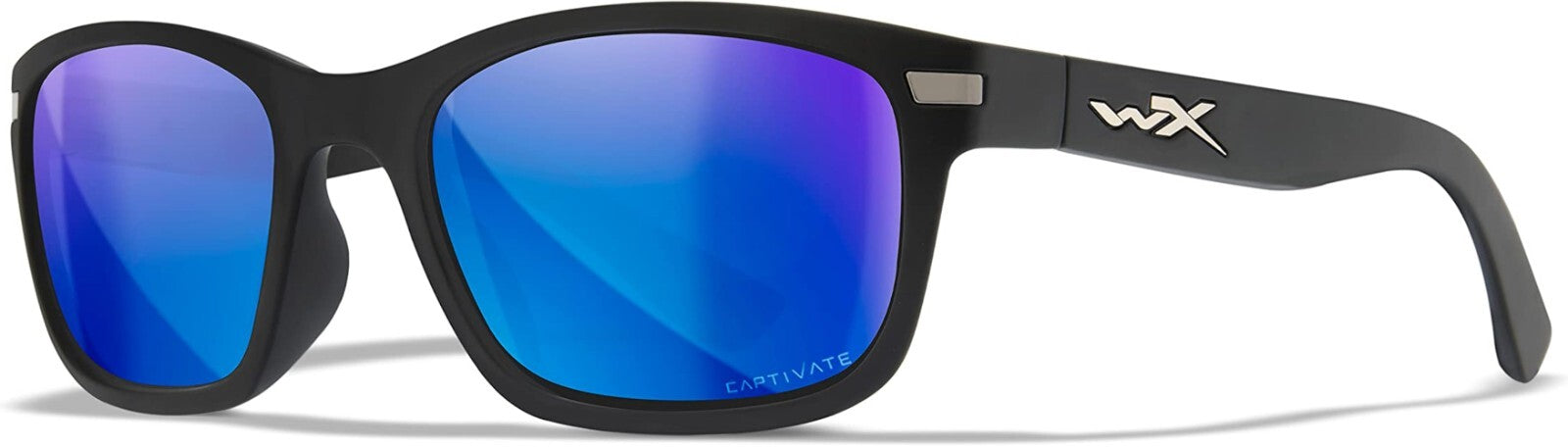 Wiley X WX Helix Sunglasses | Captivate Polarized Blue Mirror Lenses / Matte Black Frame
