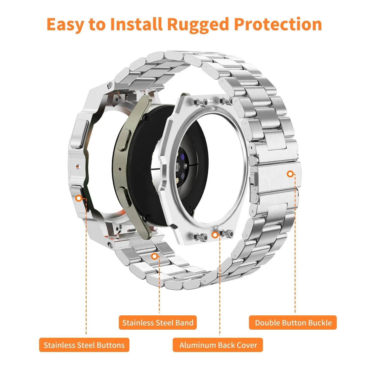 Suitable For Galaxy Watch 7 Generation 44mm Metal Protective Case Strap