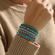 Turquoise Beaded Bow Bracelet Set for Women – 5-Piece Vintage Boho Stack