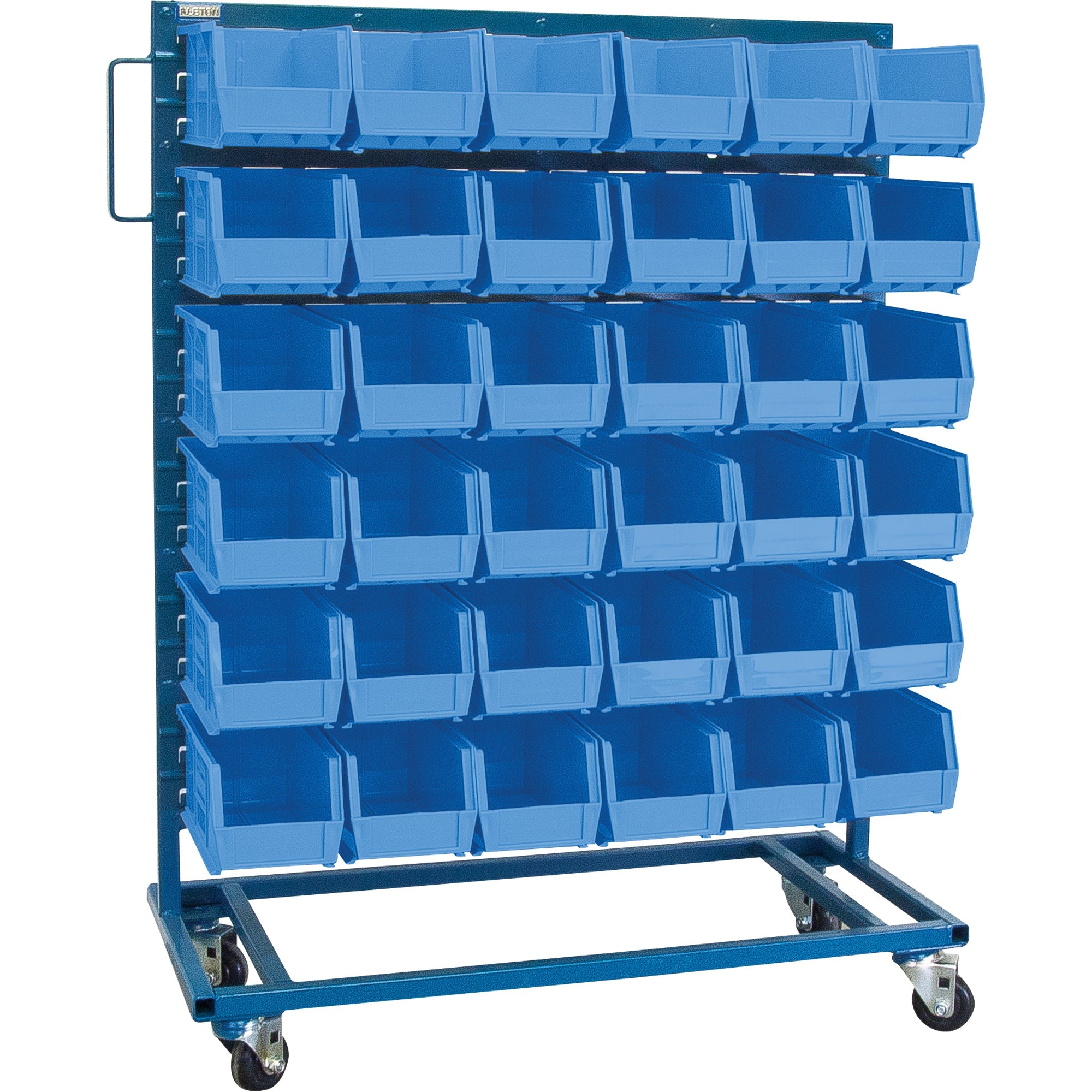 Single-Sided Mobile Bin Rack, Single-sided, 36 bins, 36