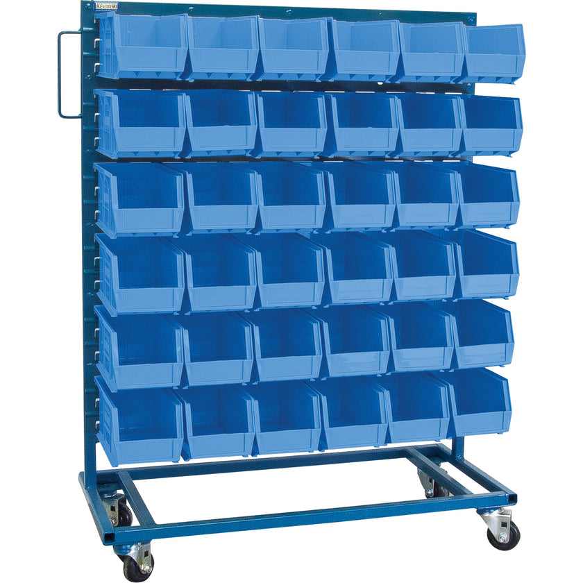 Single-Sided Mobile Bin Rack, Single-sided, 36 bins, 36
