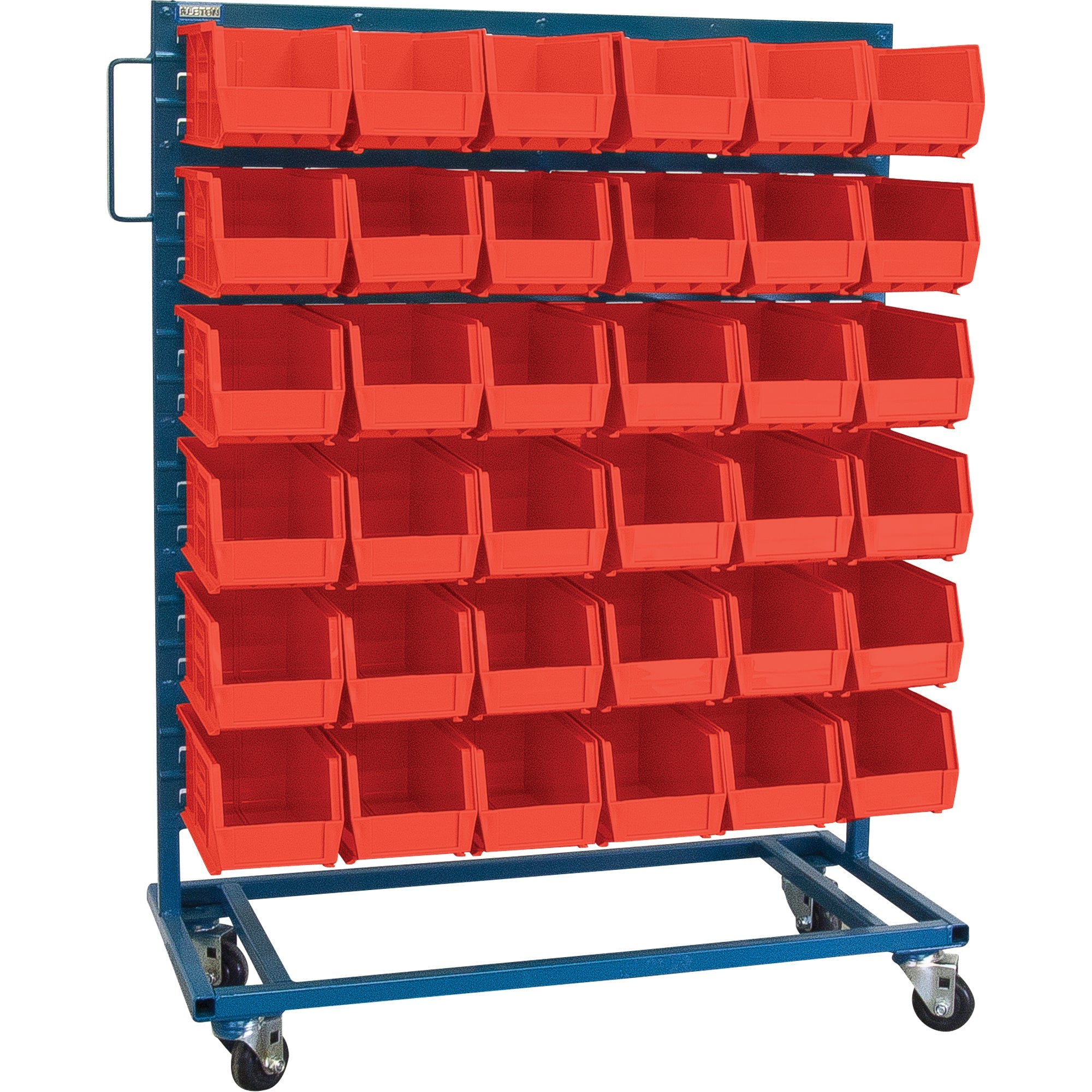 Single-Sided Mobile Bin Rack, Single-sided, 36 bins, 36