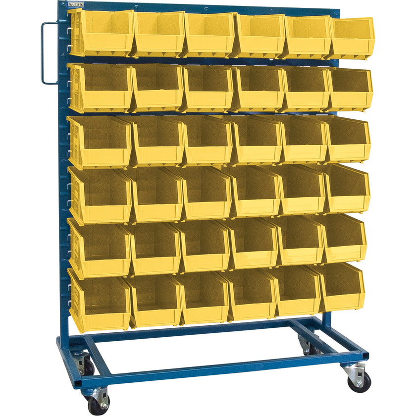 Single-Sided Mobile Bin Rack, Single-sided, 36 bins, 36