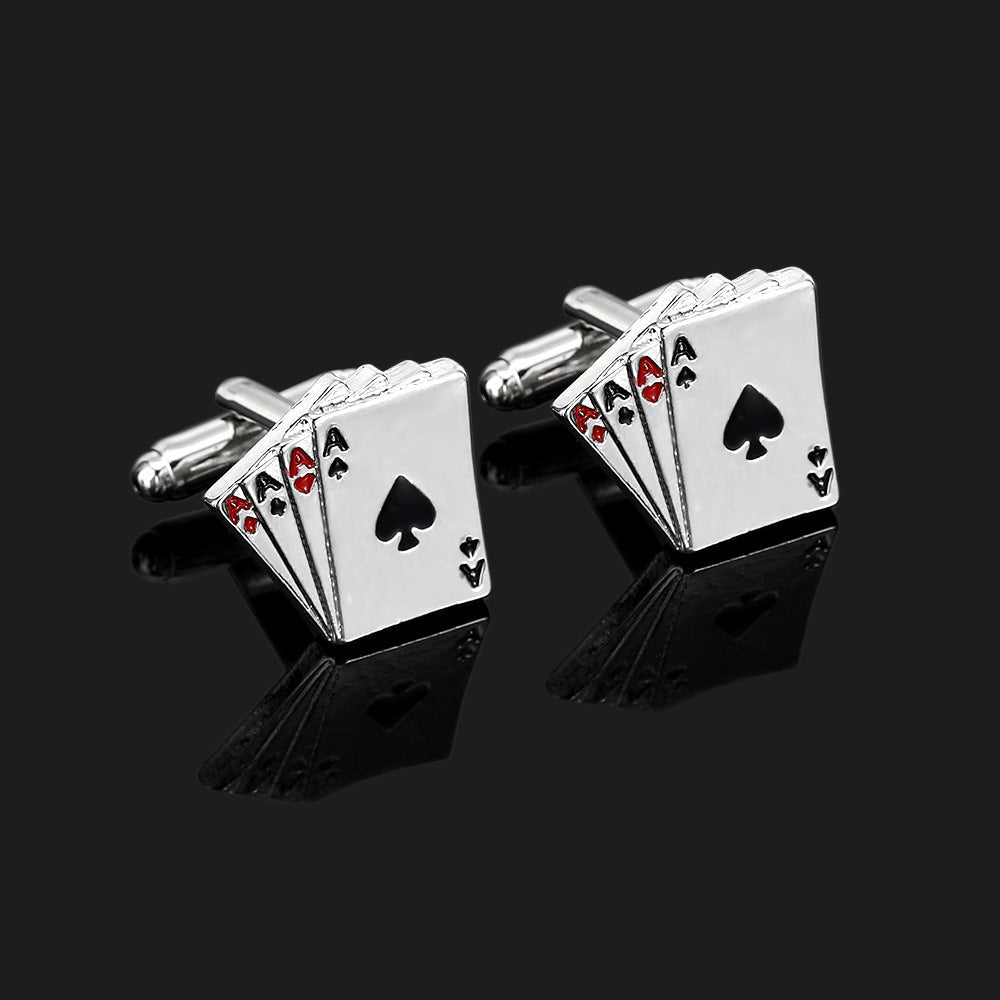 Men's Poker Cufflinks & Tie Clip Set – Alloy Business Shirt Cufflinks | Canada & USA
